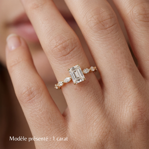 Solitaire accompagné saphir vert diamant Solstice - 4