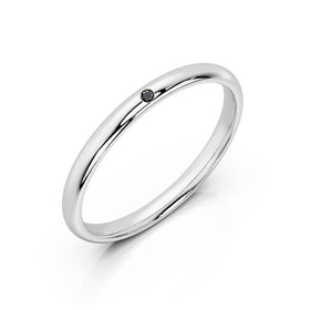 Alliance diamant noir demi jonc Pour le Meilleur - 2mm