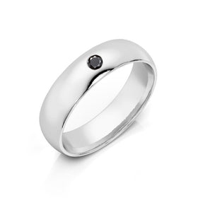 Alliance diamant noir demi jonc Pour le Meilleur - 5mm