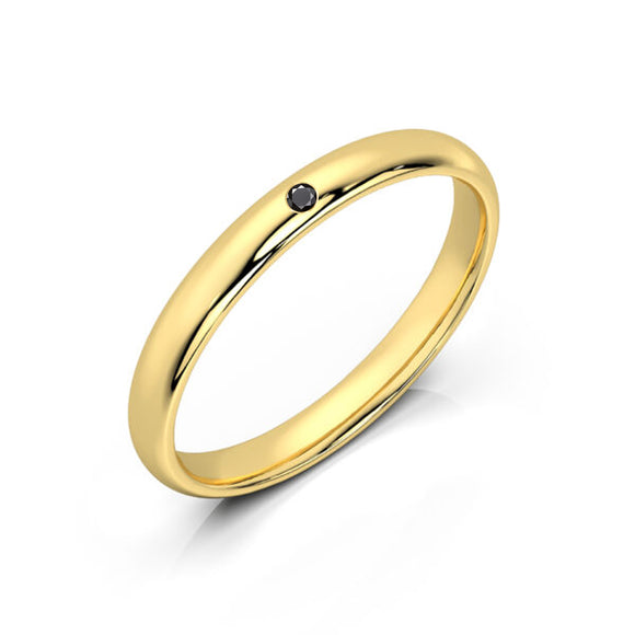 Alliance diamant noir demi jonc Pour le Meilleur - 2,5mm