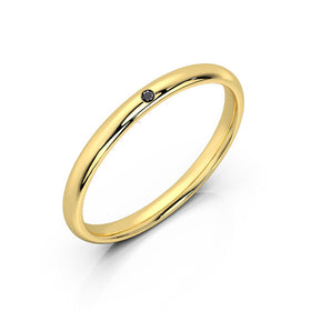 Alliance diamant noir demi jonc Pour le Meilleur - 2mm