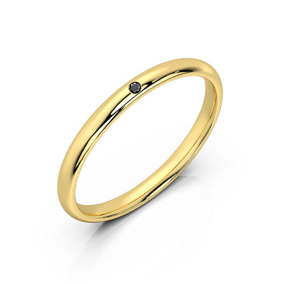 Alliance diamant noir demi jonc Pour le Meilleur - 2mm