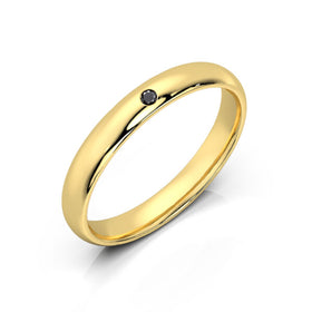 Alliance diamant noir demi jonc Pour le Meilleur - 3mm