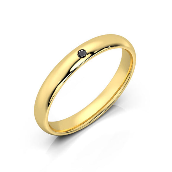 Alliance diamant noir demi jonc Pour le Meilleur - 3mm