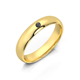 Alliance diamant noir demi jonc Pour le Meilleur - 4mm