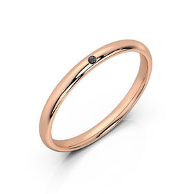 Alliance diamant noir demi jonc Pour le Meilleur - 2mm