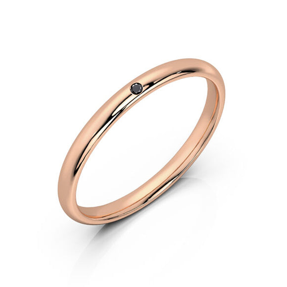 Alliance diamant noir demi jonc Pour le Meilleur - 2mm