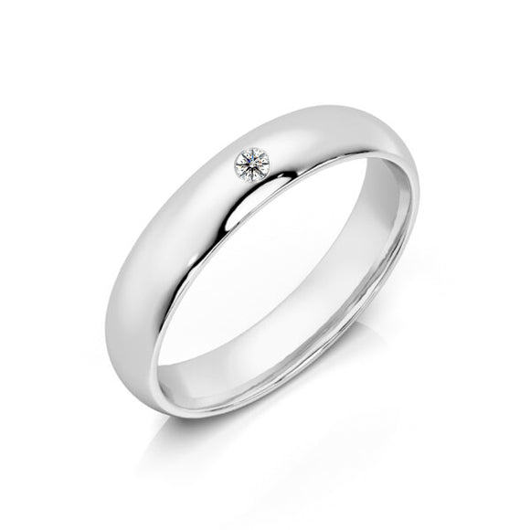 Alliance diamant demi jonc Pour le Meilleur - 4mm