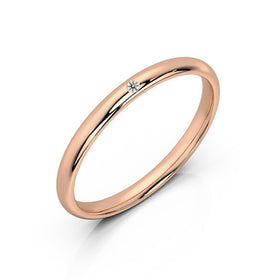Alliance diamant demi jonc Pour le Meilleur - 2mm