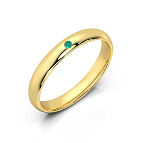 Alliance émeraude demi jonc Pour le Meilleur - 3mm