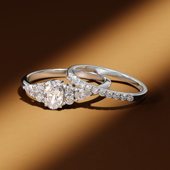 Solitaire accompagné diamant Divine Idylle - 5