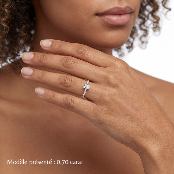 Solitaire accompagné diamant Divine Idylle - 3