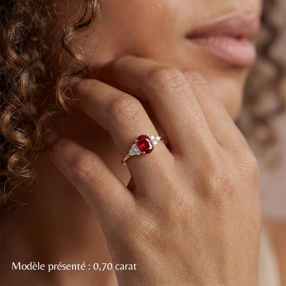 Solitaire accompagné rubis et diamant Divine Idylle - 7