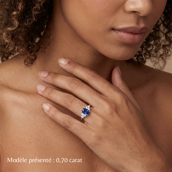 Solitaire accompagné saphir et diamant Divine Idylle - 7