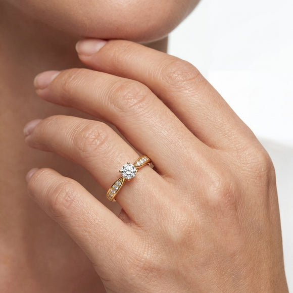 Solitaire accompagné diamant Pluie d’étoiles - 15