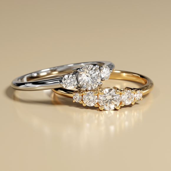 Bague trilogie diamant Coucher de Soleil - 6