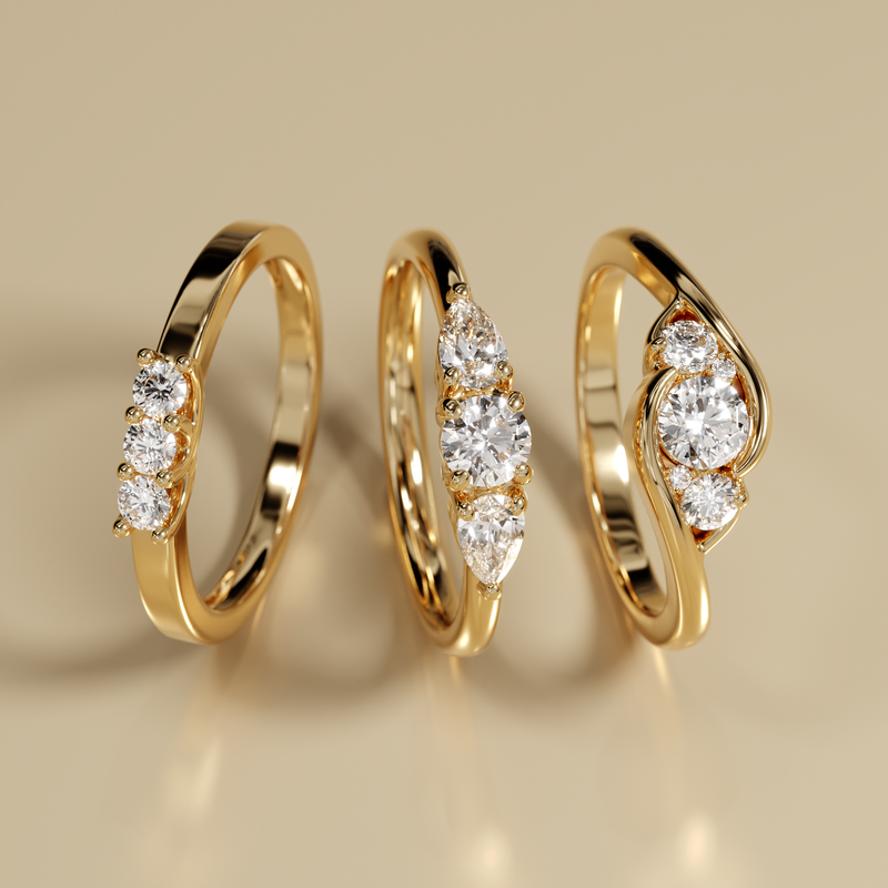 Bague trilogie saphir et diamant Coucher de Soleil - 5