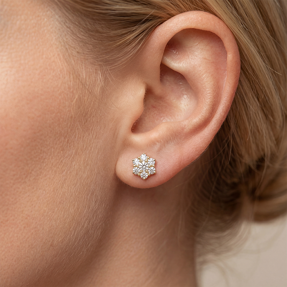 Boucles d’oreilles saphir vert diamant Florale - 1