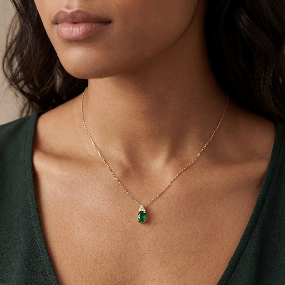 Pendentif émeraude et diamant Coucher de Soleil - 5