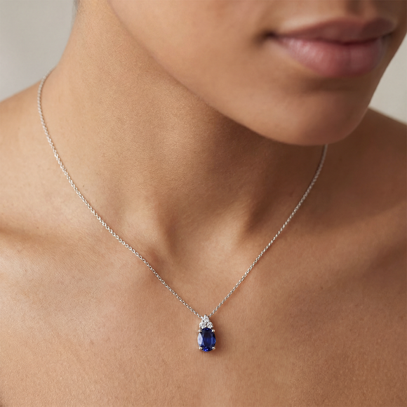 Pendentif saphir et diamant Coucher de Soleil - 5