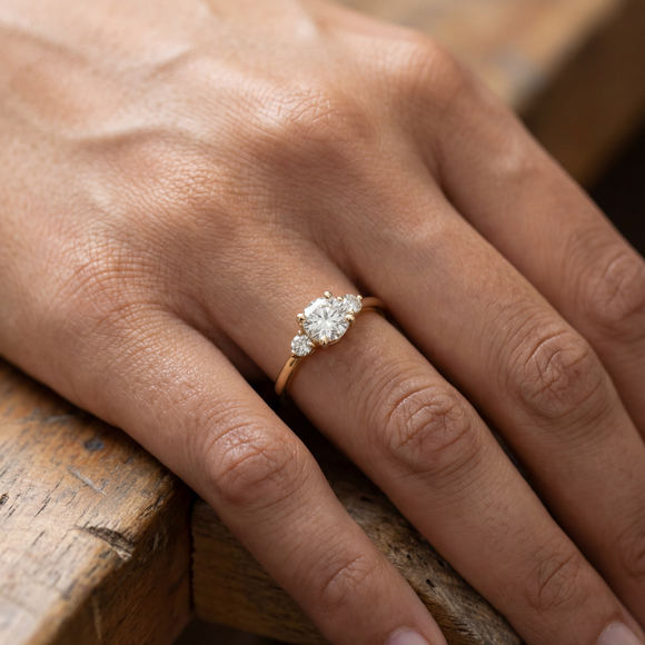 Bague trilogie saphir et diamant Coucher de Soleil - 6