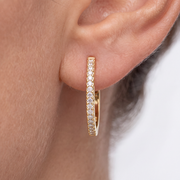 Boucles d’oreilles créoles diamant - 3
