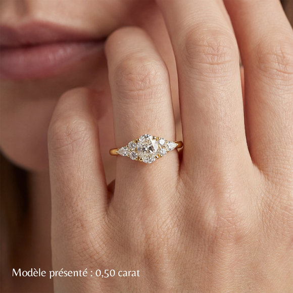 Solitaire accompagné diamant Divine Idylle - 5