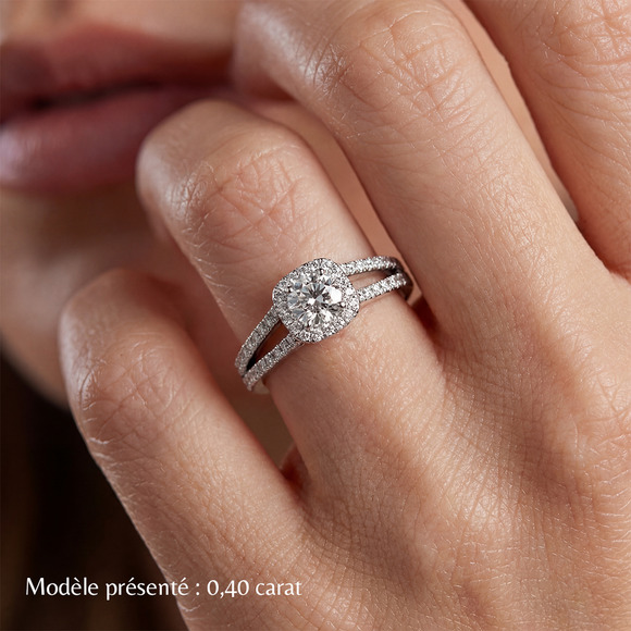 Bague entourage saphir rose et diamant Coup de Foudre - 2
