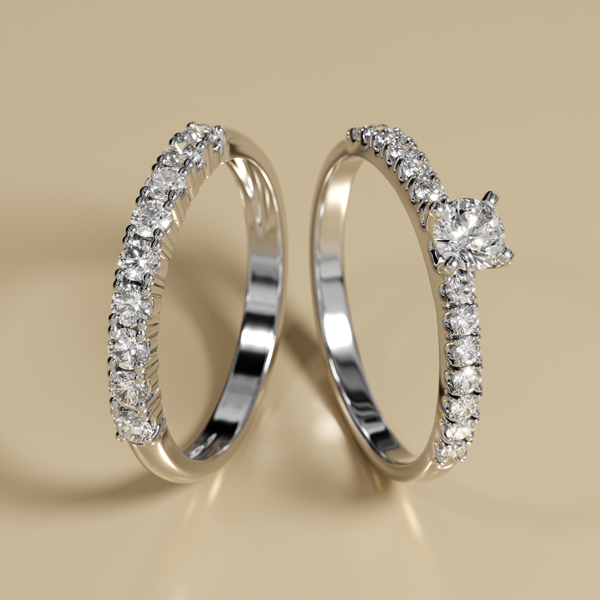 Alliance Or Blanc 18 Carats Avec Diamants – Bague De Mariage Occasion
