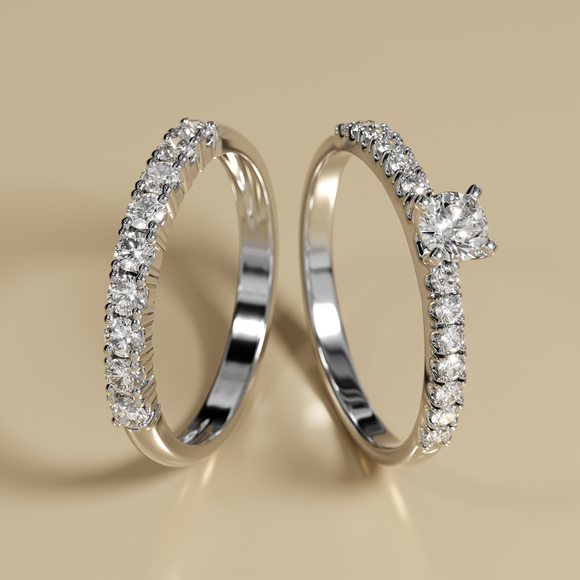 Solitaire accompagné saphir et diamant Divine Idylle - 1