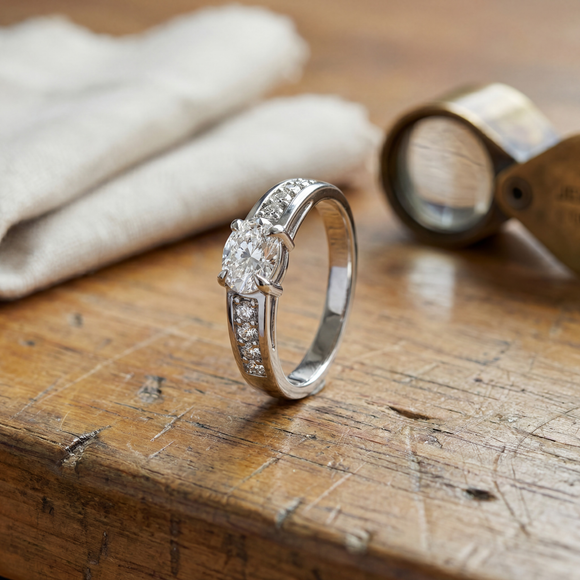 Solitaire accompagné diamant Pluie d’étoiles - 16