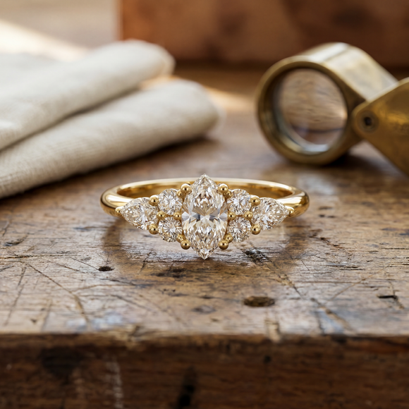 Solitaire accompagné topaze diamant Divine Idylle - 9