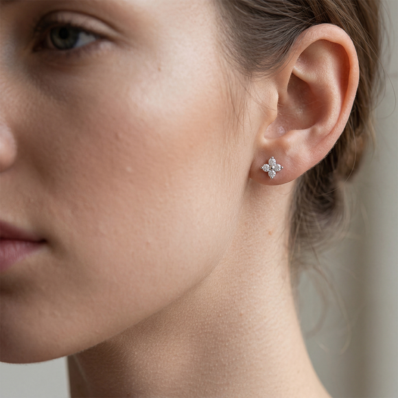 Boucles d'oreilles diamant Florale - 2
