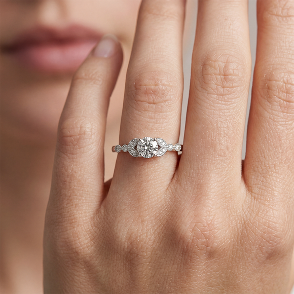 Solitaire accompagné saphir rose diamant Fou de toi - 4