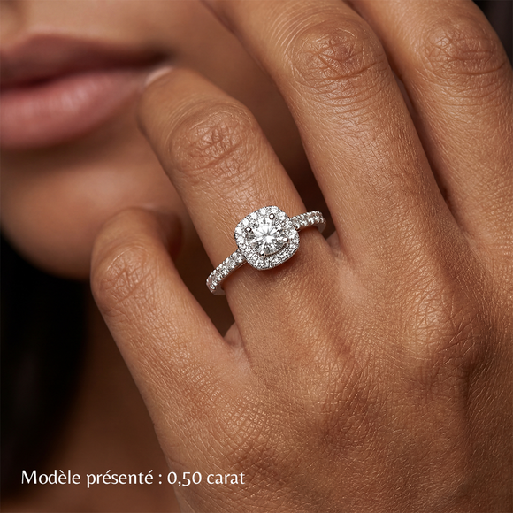 Bague entourage saphir et diamant Coup de Foudre - 1