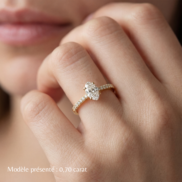 Solitaire accompagné diamant Divine Idylle - 6