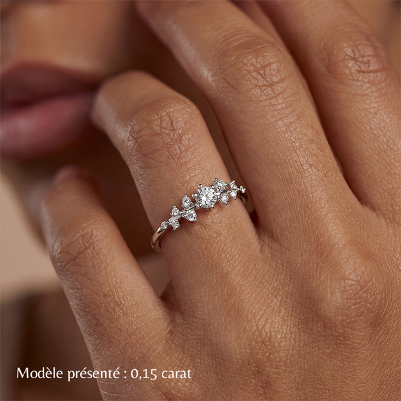 Solitaire accompagné saphir rose et diamant Pluie d’étoiles - 8