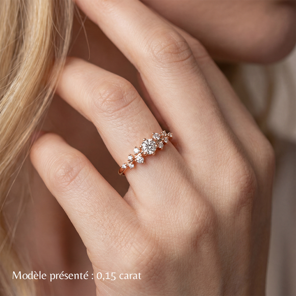 Solitaire accompagné saphir rose et diamant Pluie d’étoiles - 8