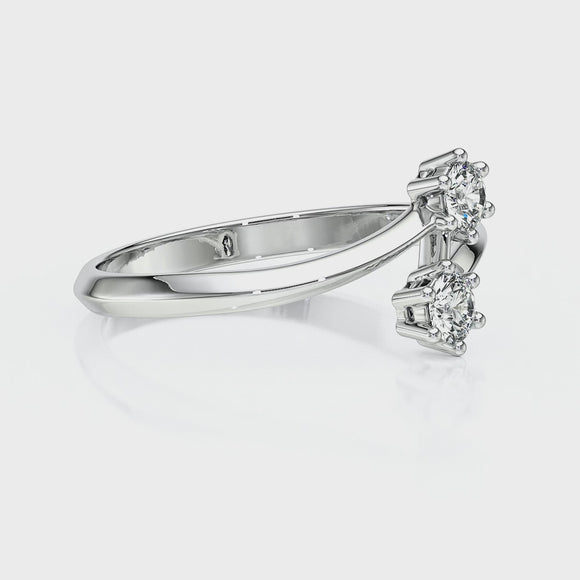 Solitaire saphir rose diamant Toi et Moi - 6 Griffes