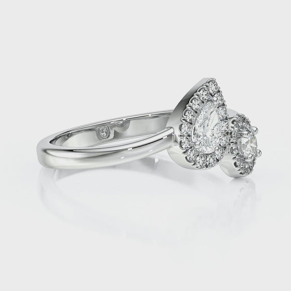 Bague entourage diamant noir Toi et Moi