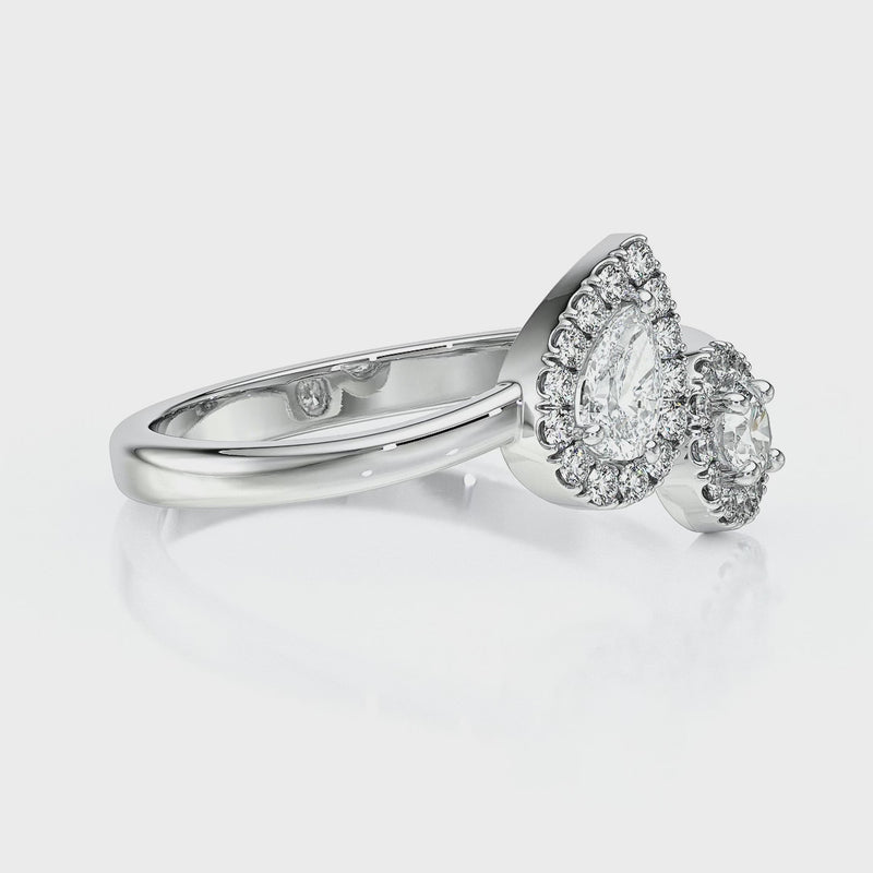 Bague entourage saphir rose et diamant Toi et Moi