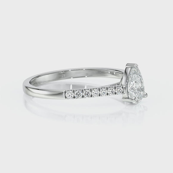 Solitaire accompagné émeraude et diamant Divine Idylle - 2