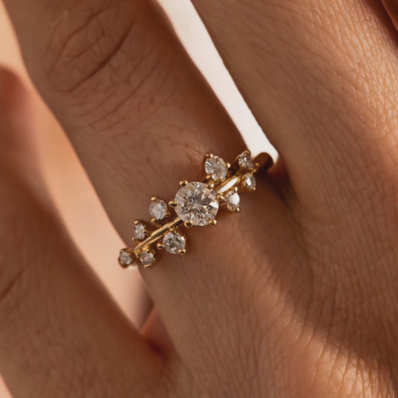 Solitaire accompagné saphir et diamant Pluie d’étoiles - 8