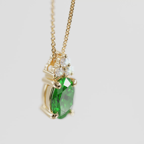 Pendentif émeraude et diamant Coucher de Soleil - 5