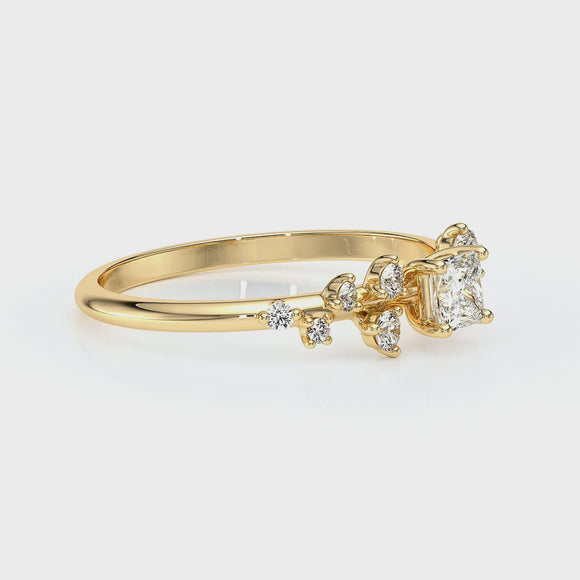 Solitaire accompagné diamant Pluie d'étoiles - 13