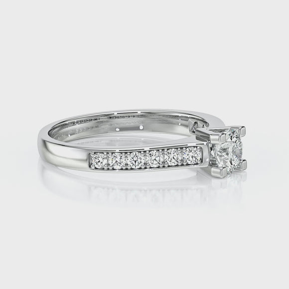 Solitaire accompagné aigue-marine et diamant Pluie d’étoiles - 1