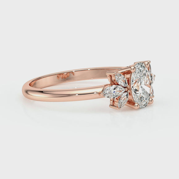 Solitaire accompagné diamant Divine Idylle - 16