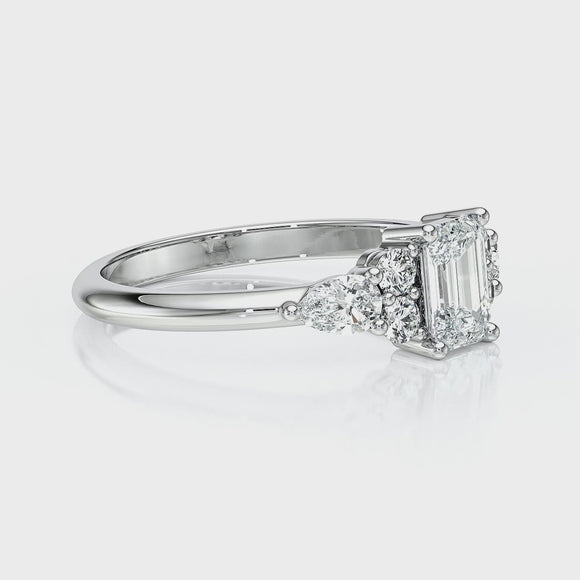 Solitaire accompagné saphir diamant Divine Idylle - 10