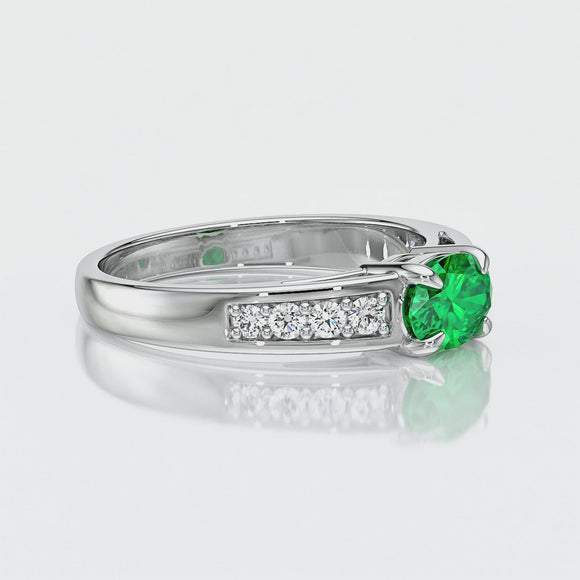 Solitaire accompagné émeraude et diamant Pluie d’étoiles - 16