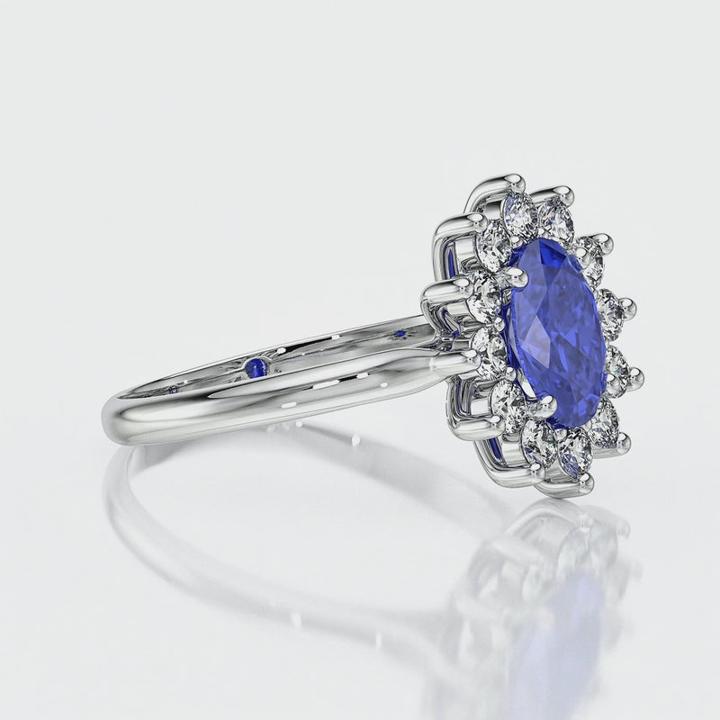 Bague entourage saphir et diamant Pompadour